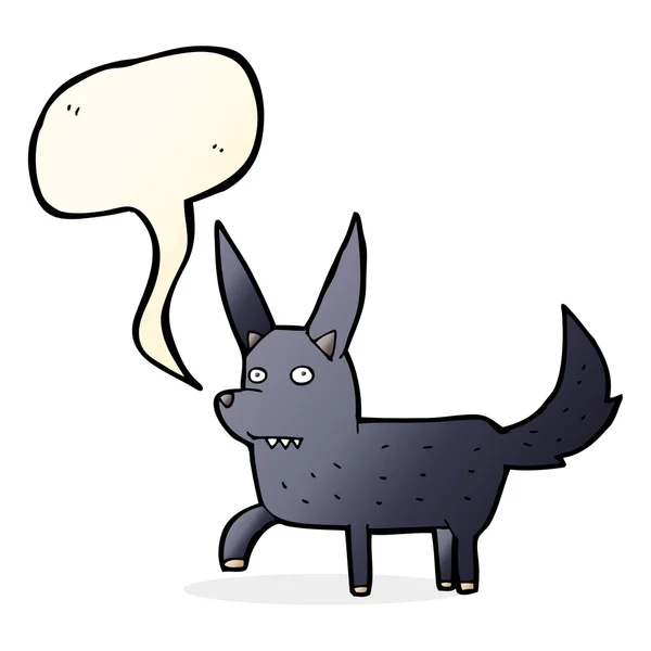 Desenho animado cão selvagem com bolha de fala — Vetor de Stock
