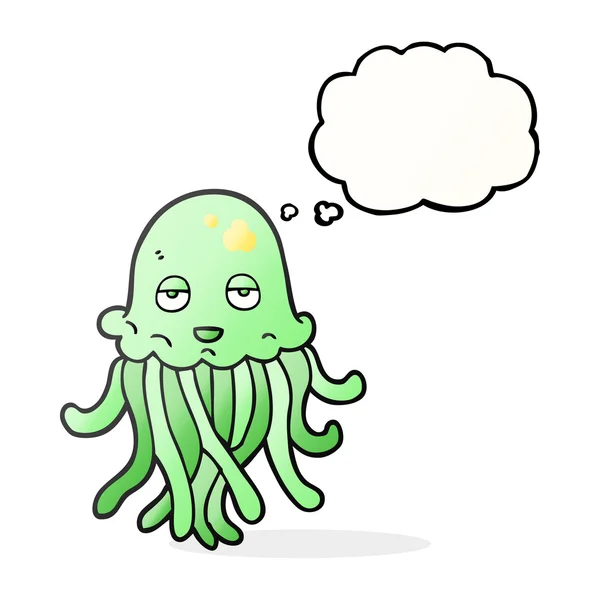 Pulpo de dibujos animados burbuja pensamiento — Vector de stock