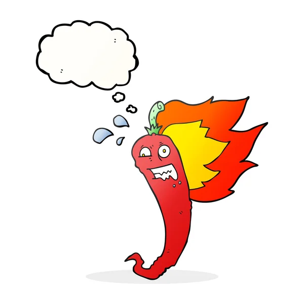 Hot chilli pepper thought bubble cartoon — Stock Vector