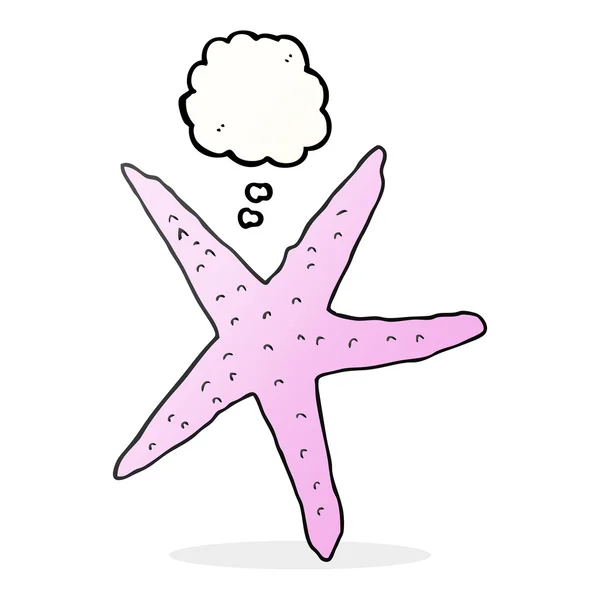 Gedachte zeepbel cartoon starfish — Stockvector