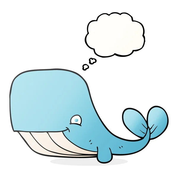 Σκέψη φούσκα γελοιογραφία ευτυχισμένη φάλαινα — Διανυσματικό Αρχείο