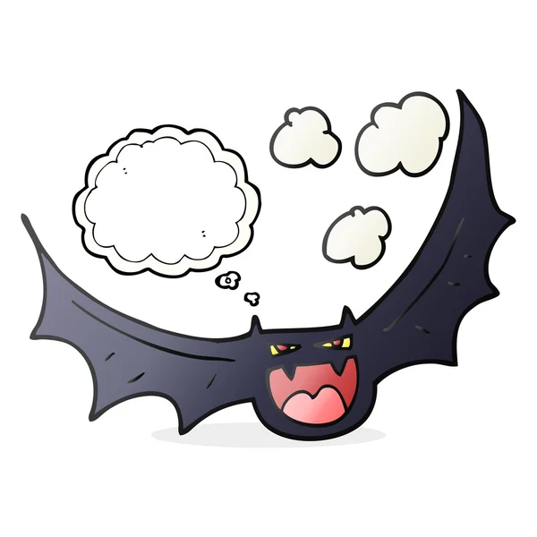 Pensamiento burbuja dibujos animados halloween bat — Vector de stock