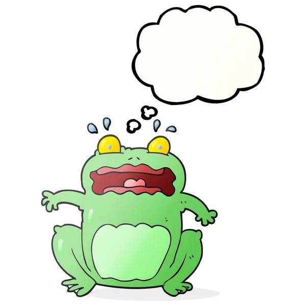 Myslel bublina kreslené vtipné vyděšené žába — Stockový vektor
