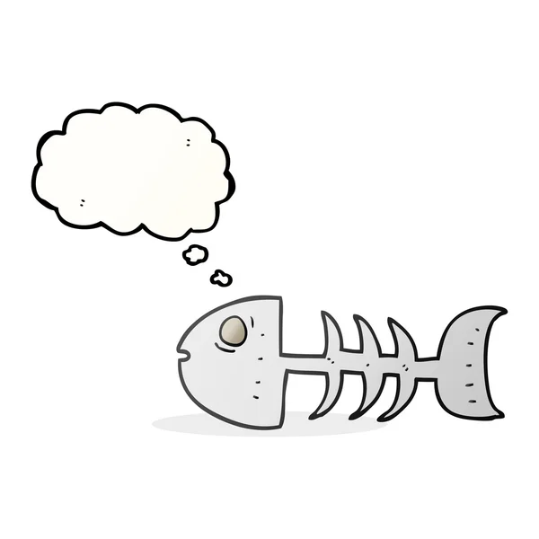 Pensamento bolha desenhos animados ossos de peixe — Vetor de Stock