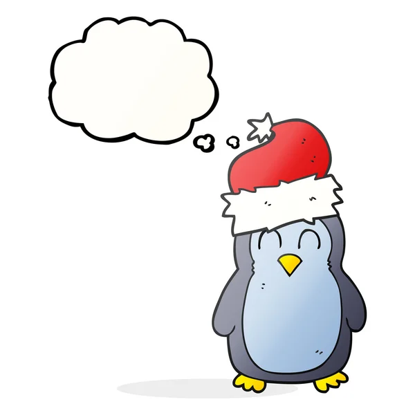 Gedachte zeepbel cartoon pinguïn — Stockvector