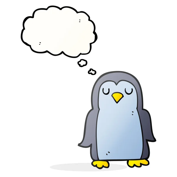 Gedachte zeepbel cartoon pinguïn — Stockvector