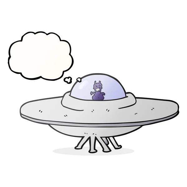 Gedachte zeepbel cartoon ufo — Stockvector