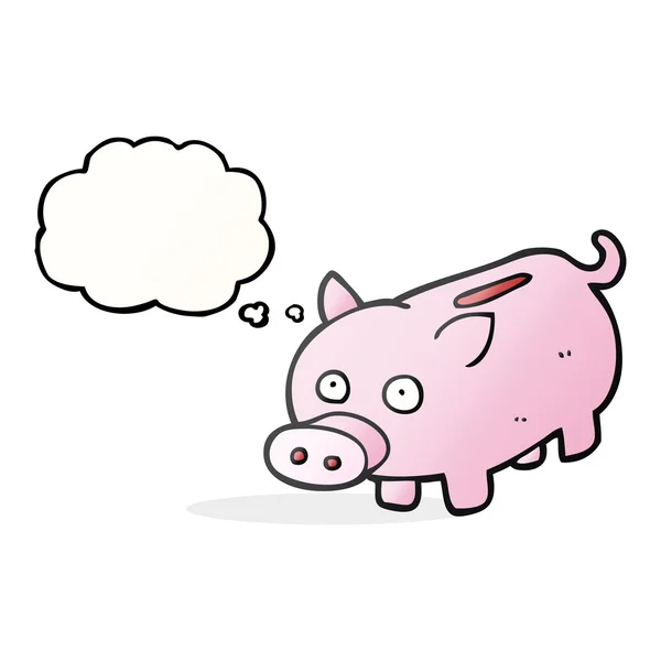 Pensamento bolha cartoon porquinho banco — Vetor de Stock