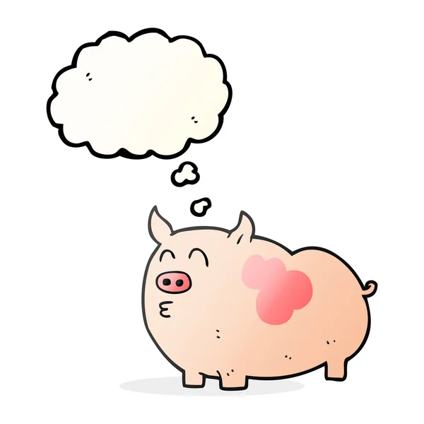 Pensamento bolha cartoon porco — Vetor de Stock