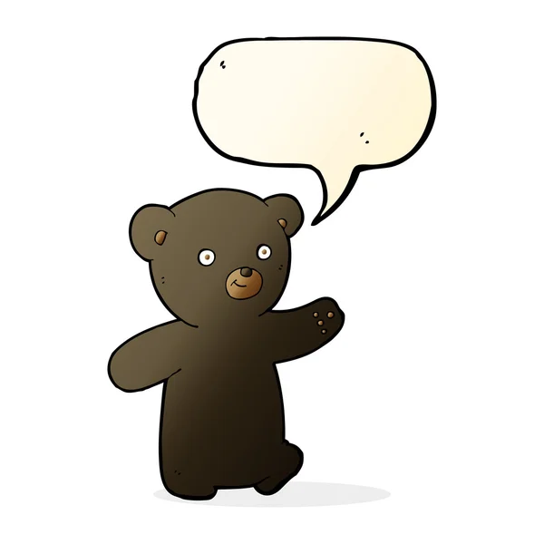 Cartoon black bear cub with speech bubble — Stock Vector