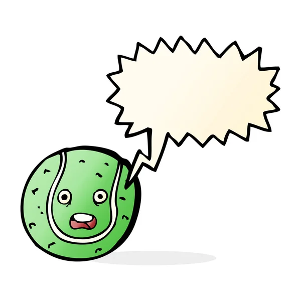 Cartoon tennis ball with speech bubble — Stock Vector