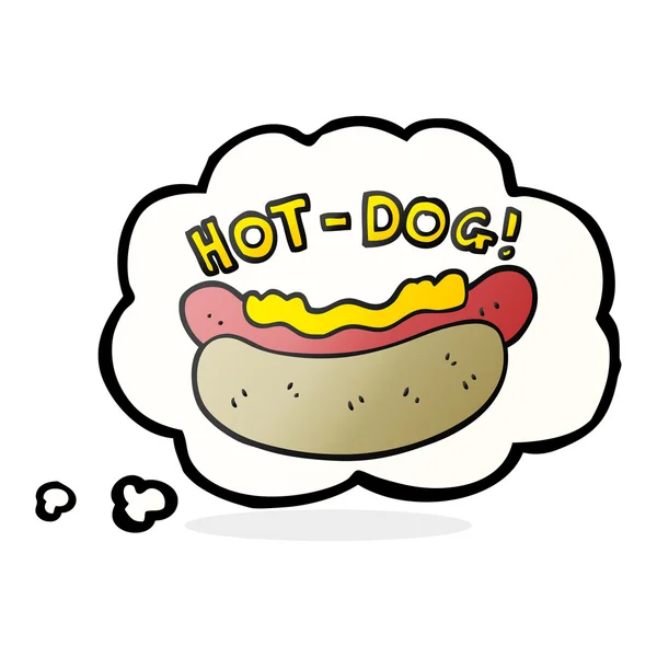 Pensamiento burbuja dibujos animados hotdog — Archivo Imágenes Vectoriales