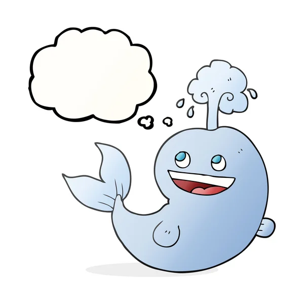 Gondolat buborék rajzfilm bálna kilövellés víz — Stock Vector