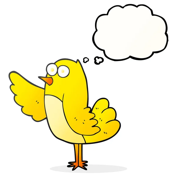 Pensamento bolha desenho animado pássaro — Vetor de Stock