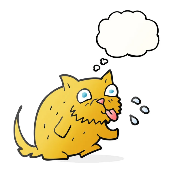 Pensamento bolha desenho animado gato soprando framboesa —  Vetores de Stock