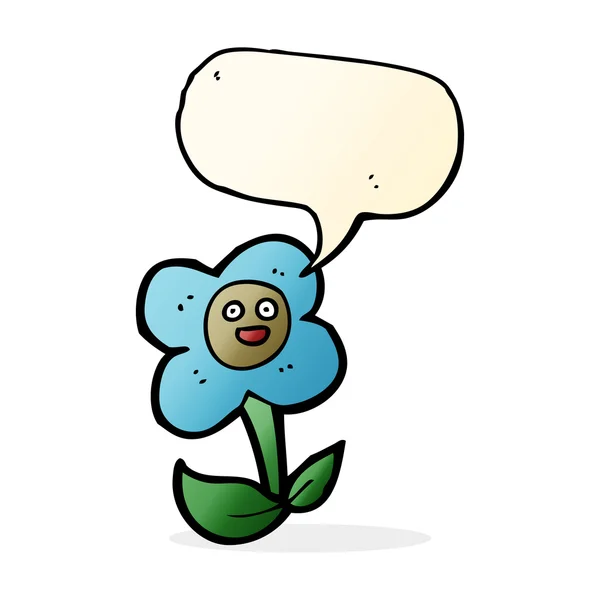 Cartoon flower with face with speech bubble — Stock Vector