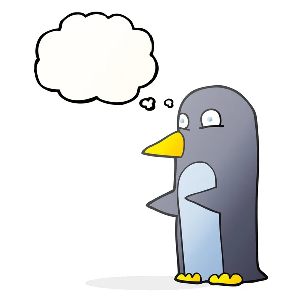 Düşünce kabarcık karikatür penguen — Stok Vektör