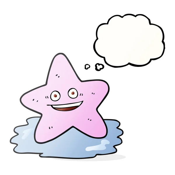 Pensamiento burbuja caricatura estrella de mar — Vector de stock