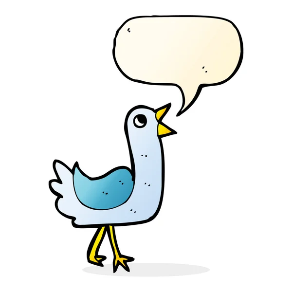 Κινουμένων σχεδίων πουλί με φούσκα ομιλία — Διανυσματικό Αρχείο
