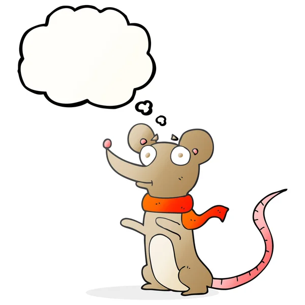 Ratón de dibujos animados burbuja pensamiento — Vector de stock