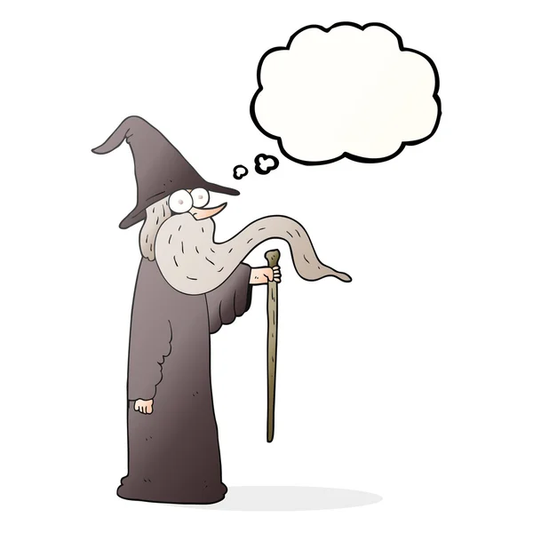 Gedachte zeepbel cartoon wizard — Stockvector