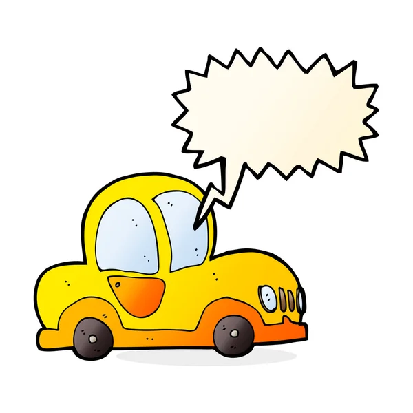 Coche de dibujos animados con burbuja de habla — Vector de stock