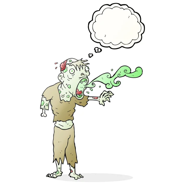 Pensamiento burbuja dibujos animados zombie bruto — Vector de stock
