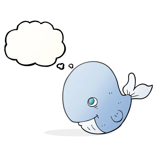 Thought bubble cartoon happy whale — Stock Vector