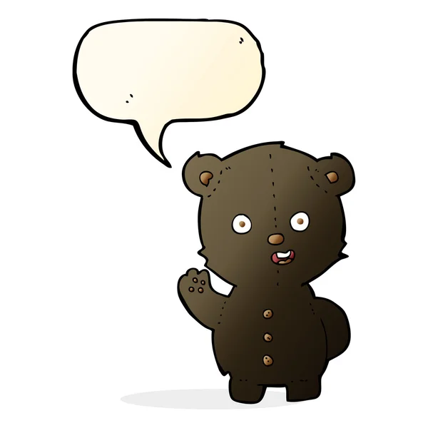 Bonito cartoon urso preto com fala bolha —  Vetores de Stock