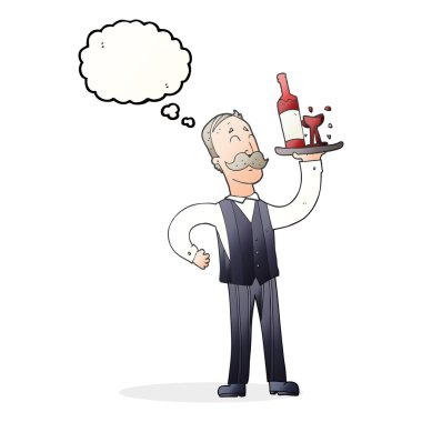 düşünce kabarcık karikatür garson