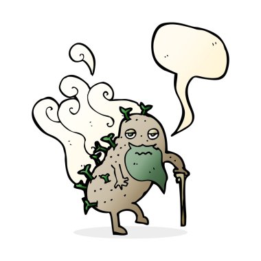 Konuşma balonlu yaşlı patates çizgi filmi