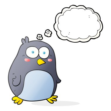 düşünce kabarcık karikatür penguen