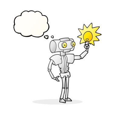 kabarcık karikatür robot ampul ile sanıyordum