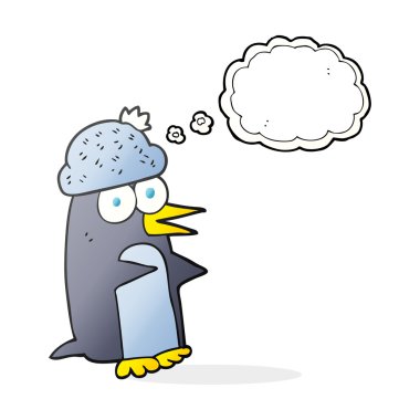düşünce kabarcık karikatür penguen