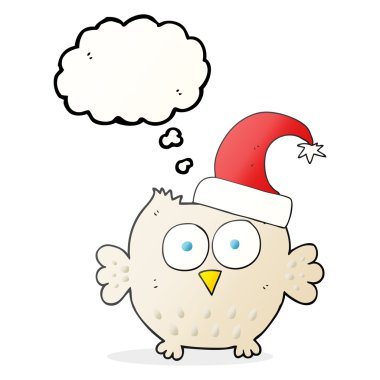 kabarcık karikatür Kukumav giyen Noel şapka sanıyordum