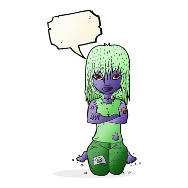 Konuşma baloncuğu olan vampir kız.