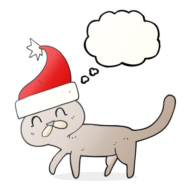 kabarcık karikatür kedi Noel şapka takıyor sanıyordum