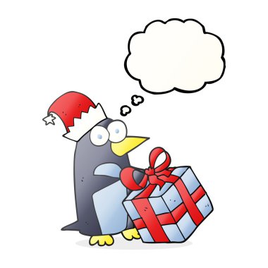 düşünce balonu Noel penguen karikatür