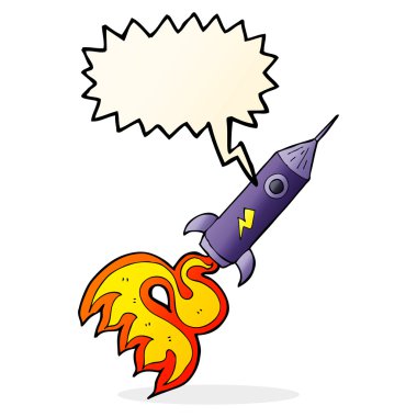 çizgi film uzay roketi ile konuşma balonu