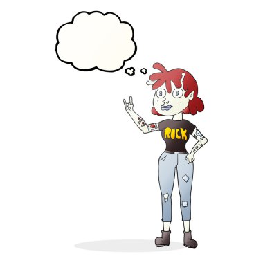 düşünce kabarcık karikatür yabancı rock fan kız