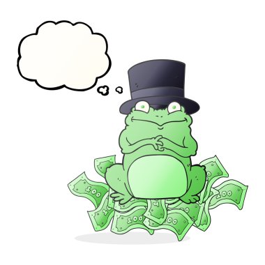 Silindir şapka kabarcık karikatür zengin kurbağa sandım