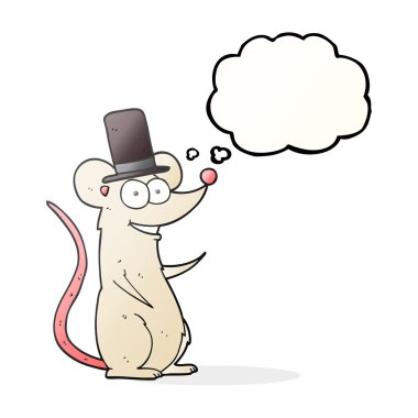 kabarcık karikatür fare silindir şapka içinde düşündüm