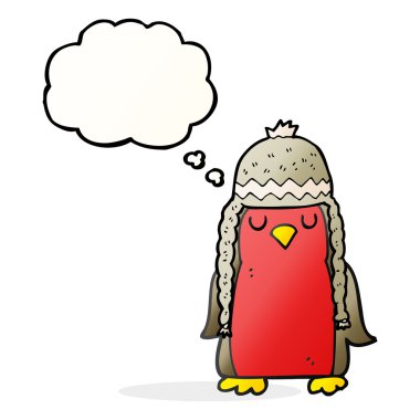 kabarcık karikatür robin giyen kış şapka sanıyordum