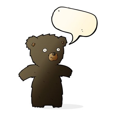 sevimli çizgi siyah ayı ile konuşma balonu