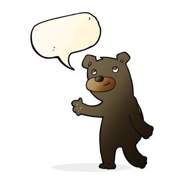 sevimli çizgi siyah ayı ile konuşma balonu