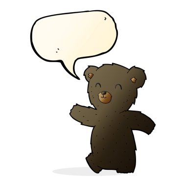 sevimli çizgi siyah ayı ile konuşma balonu