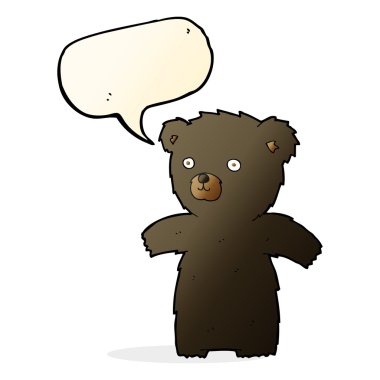 sevimli çizgi siyah ayı ile konuşma balonu