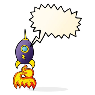 Konuşma baloncuklu çizgi film uzay gemisi