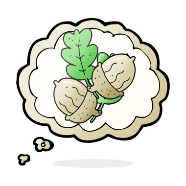 düşünce kabarcık karikatür meşe palamutları