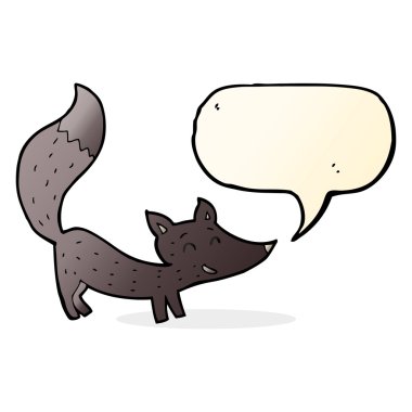 Küçük kurt yavru konuşma balonu ile çizgi film